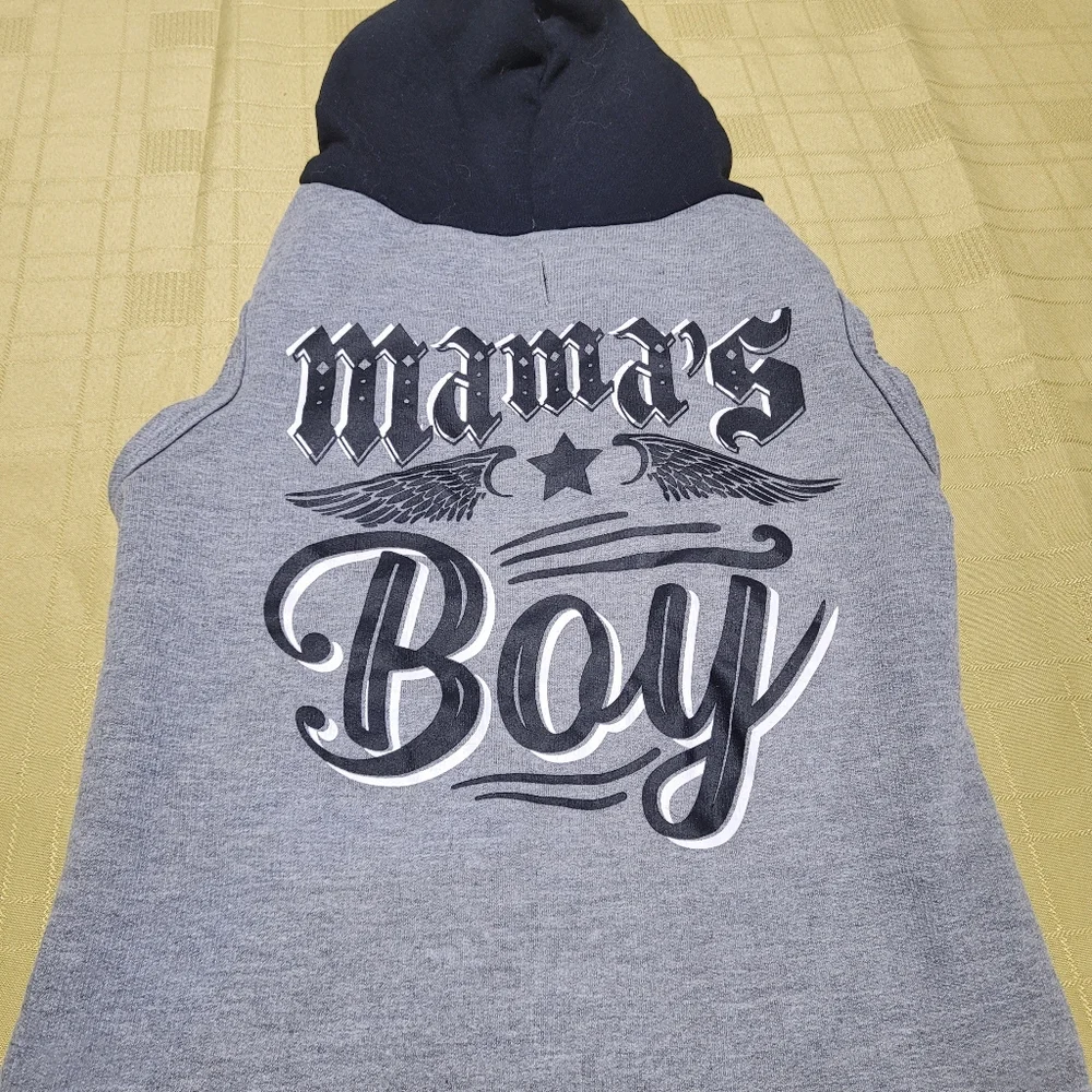 Mama's Boy Pooch Dog Knit Sweater Animal Graphic Print Size Medium Winter Warm